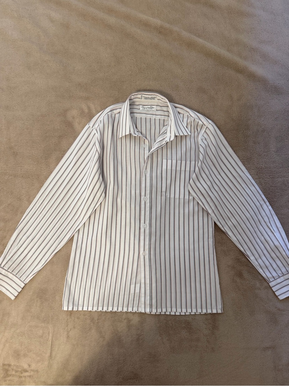 Vintage Christian Dior Jeune Homme Striped Button Down Shirt Boys Size 16